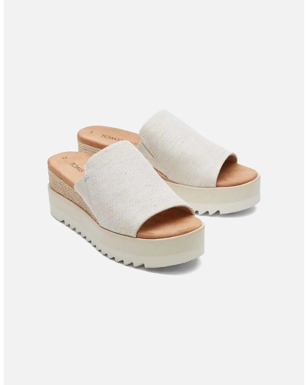 TOMS White Diana Mule Nylon Natural Wedges