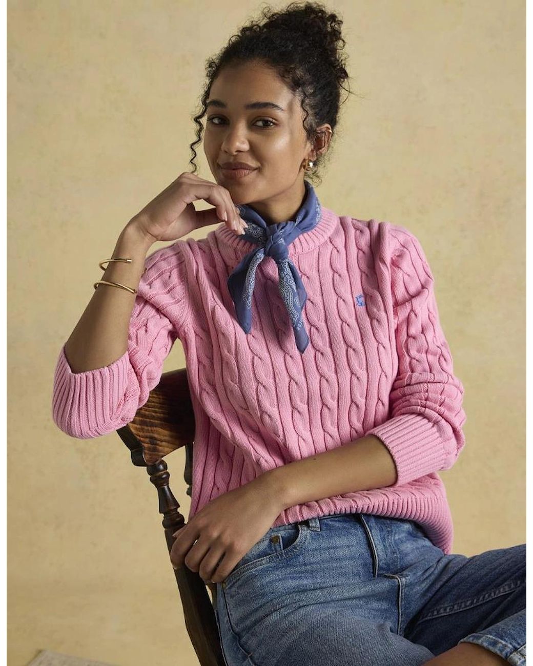 Joules Pink Classic Cable Sweaters