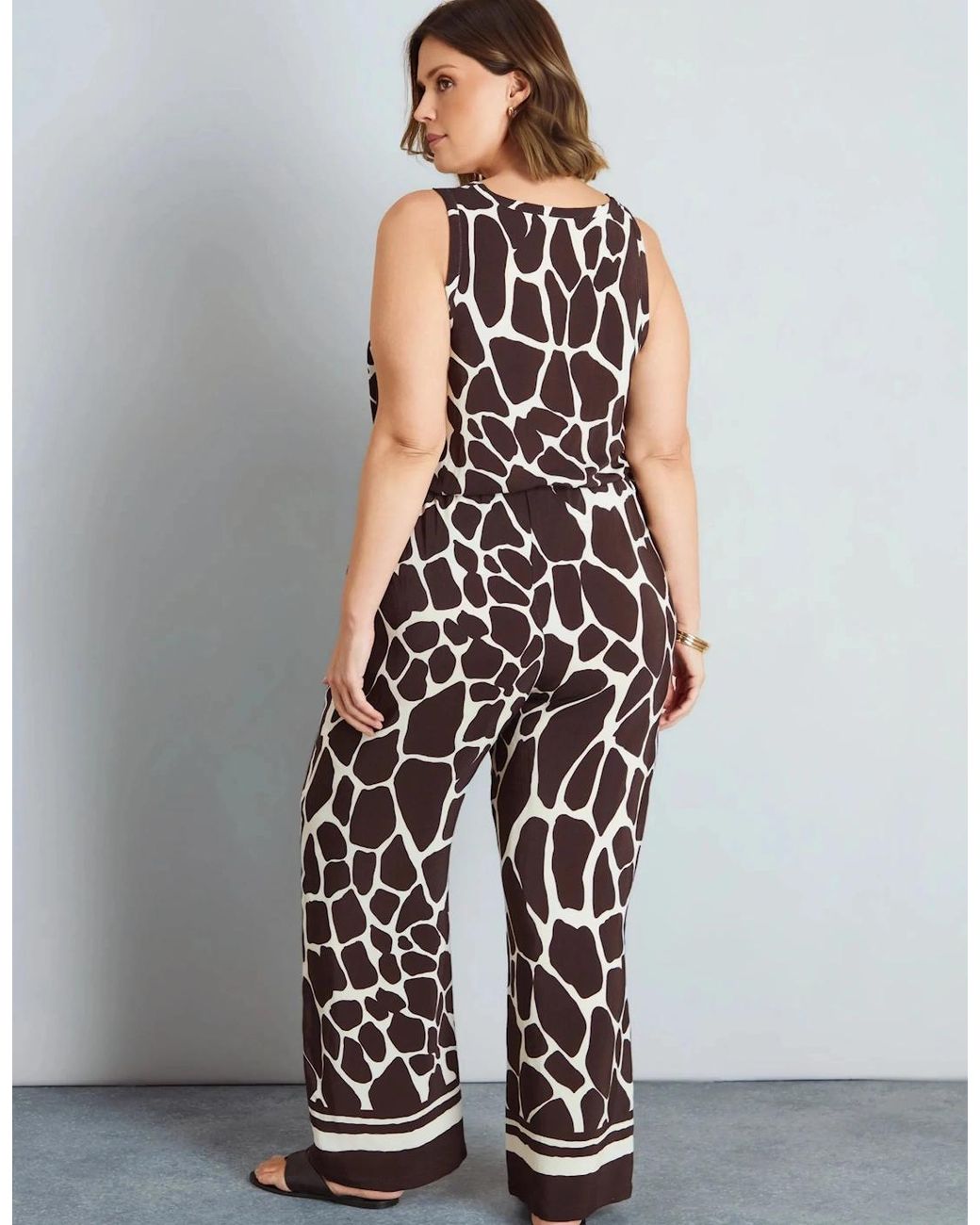 Live Unlimited London White Animal Print Wide Leg Trousers