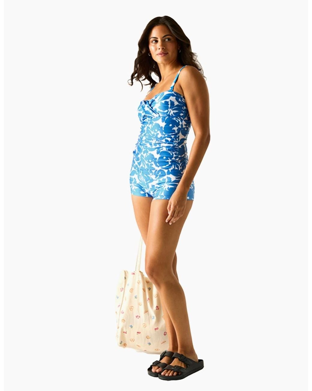 Regatta Blue Ladies Aceana Iii Floral Tankini Top