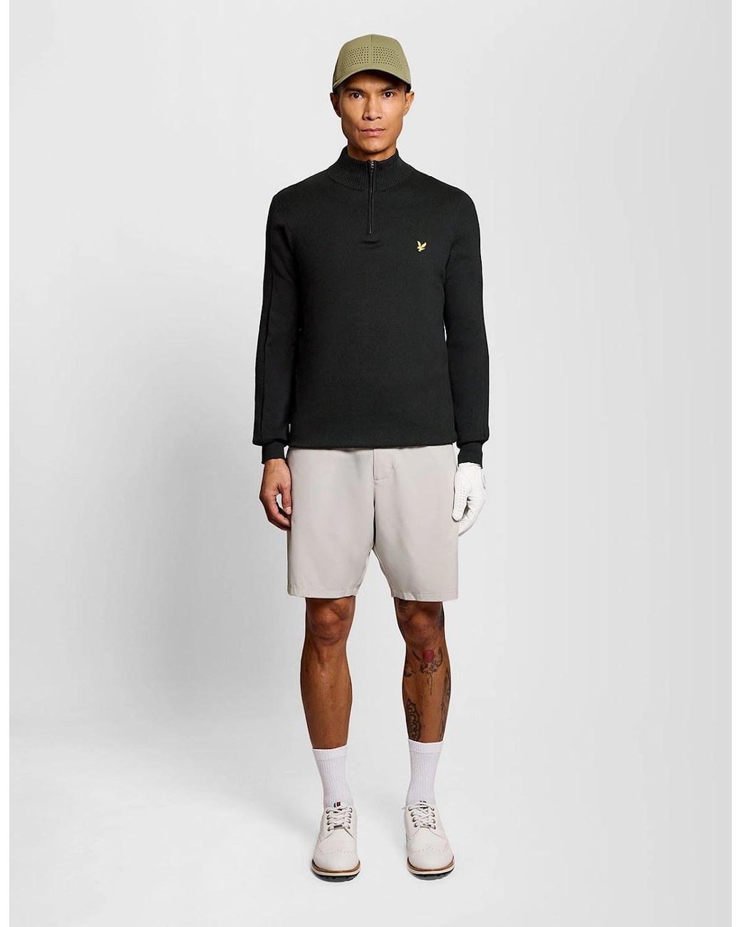 Lyle & Scott Black Cotton Blend 1/4 Zip Jumper for men
