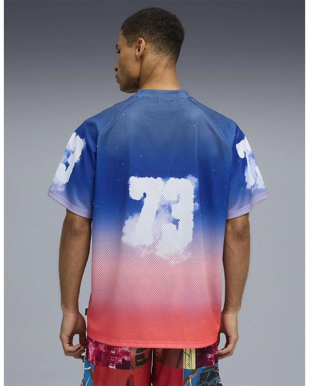 PUMA Blue Hooptopia Sunset Hoops Jersey Performance T-Shirt for men