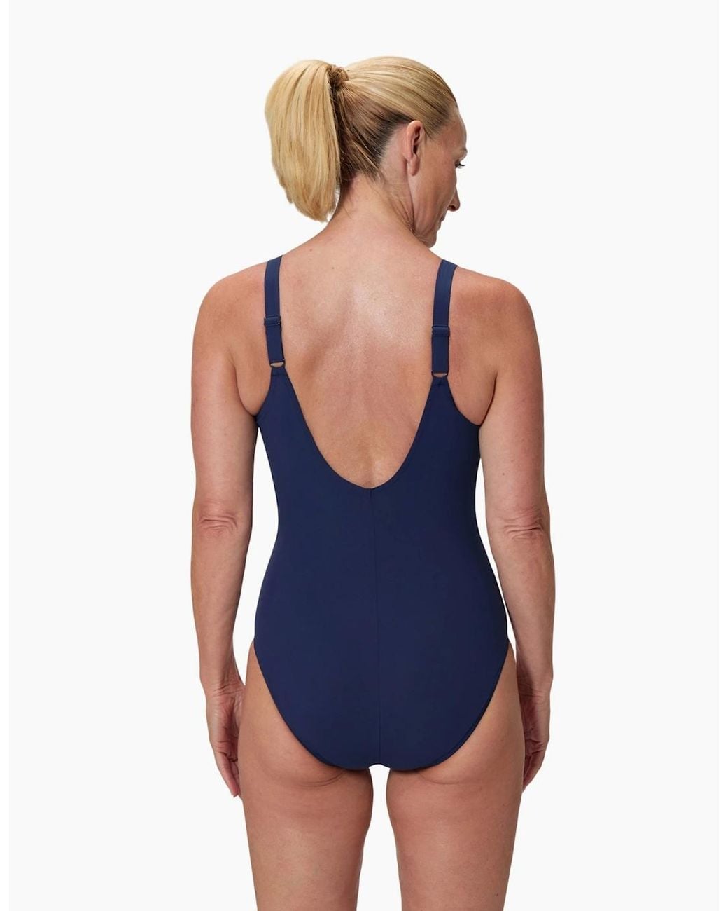 Speedo Blue Ladies Aquanite Solid Ruched One Piece Swimsuit