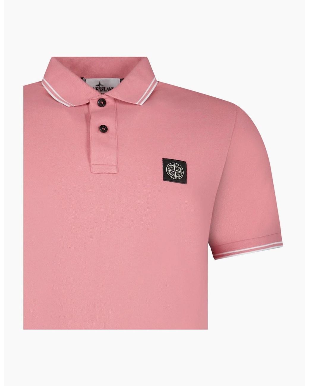 Stone Island Pink Compass Logo Polo for men