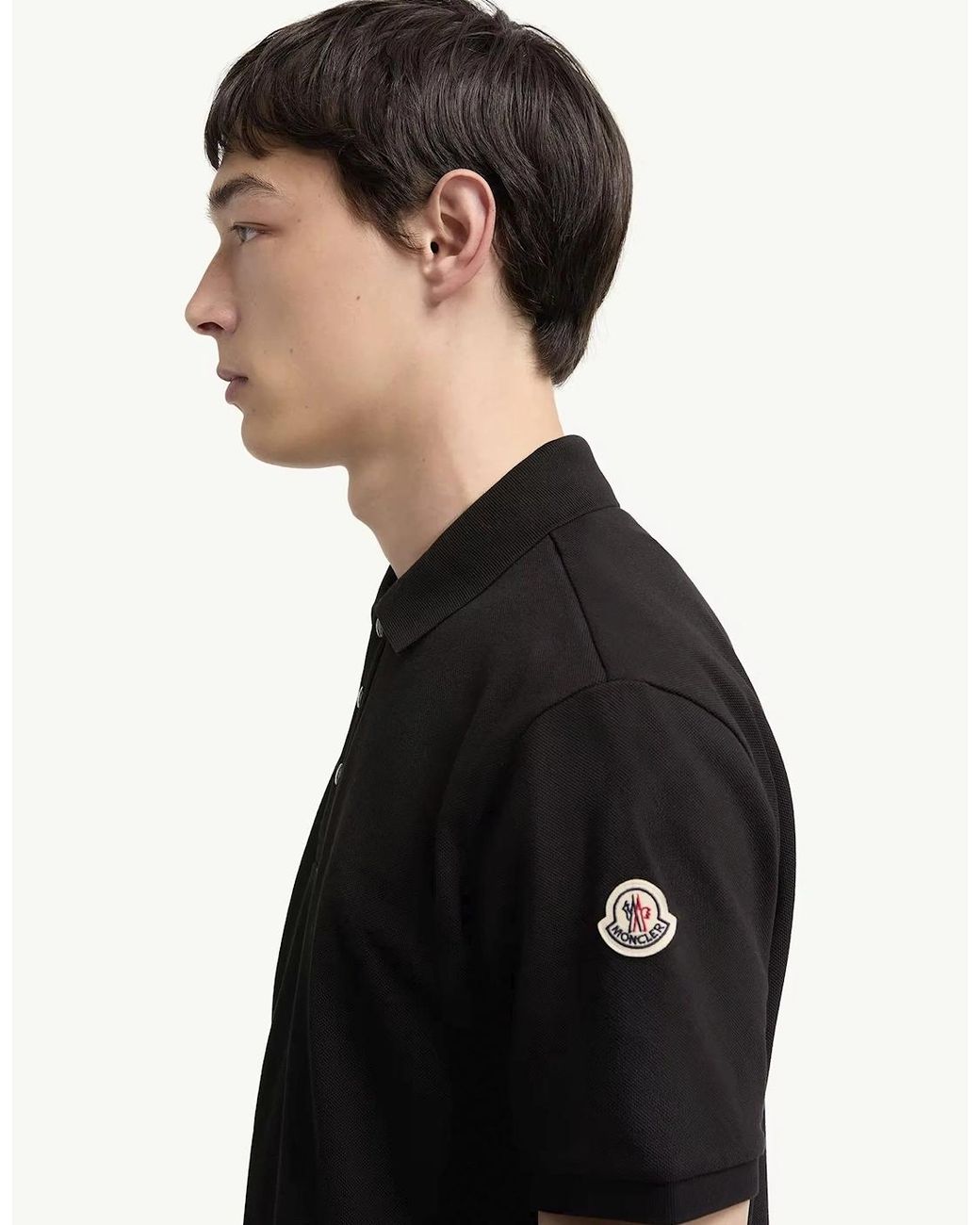 Moncler Black Cotton Polo Shirt for men
