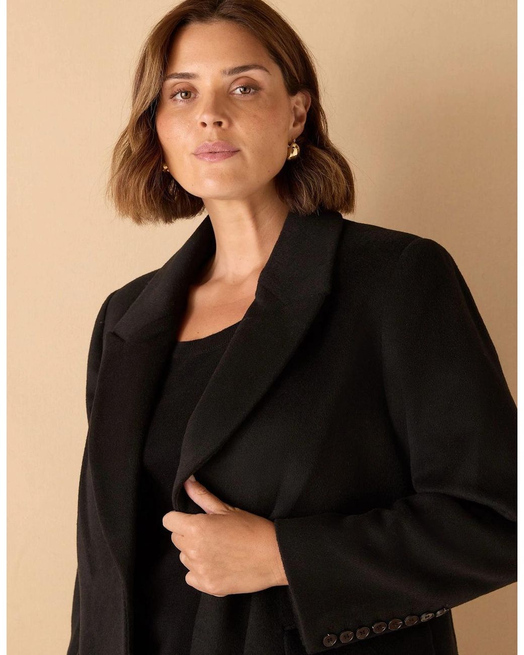 Live Unlimited London Black Wool Blend Tailored Coat