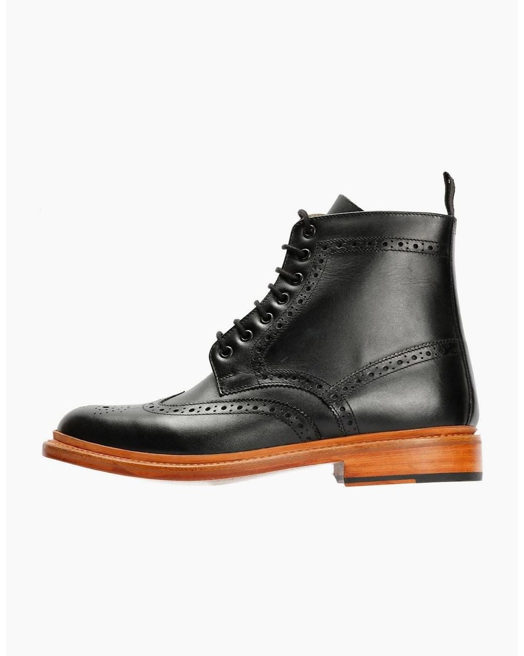 Chapman & Moore Black Walter Brogue Leather Boots for men