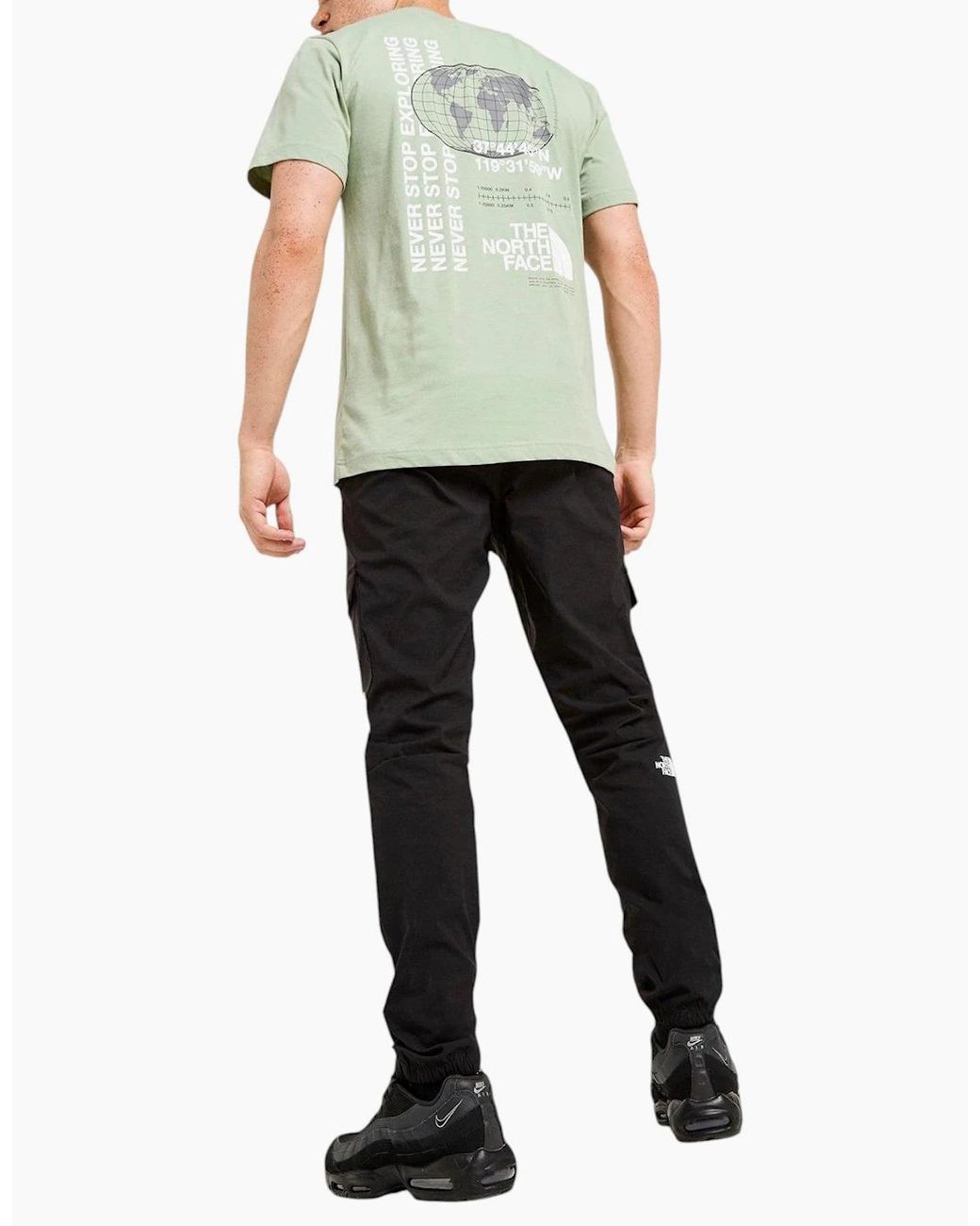 The North Face Green T Shirt M Energy Globe Crew Neck Short Sleeve Cotton Tee for men