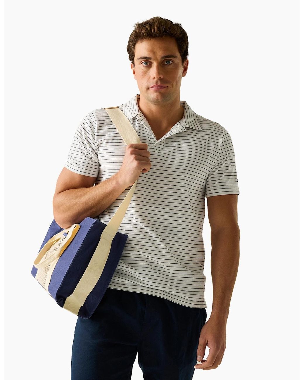Regatta White Hadvo Stripe Polo Shirt for men