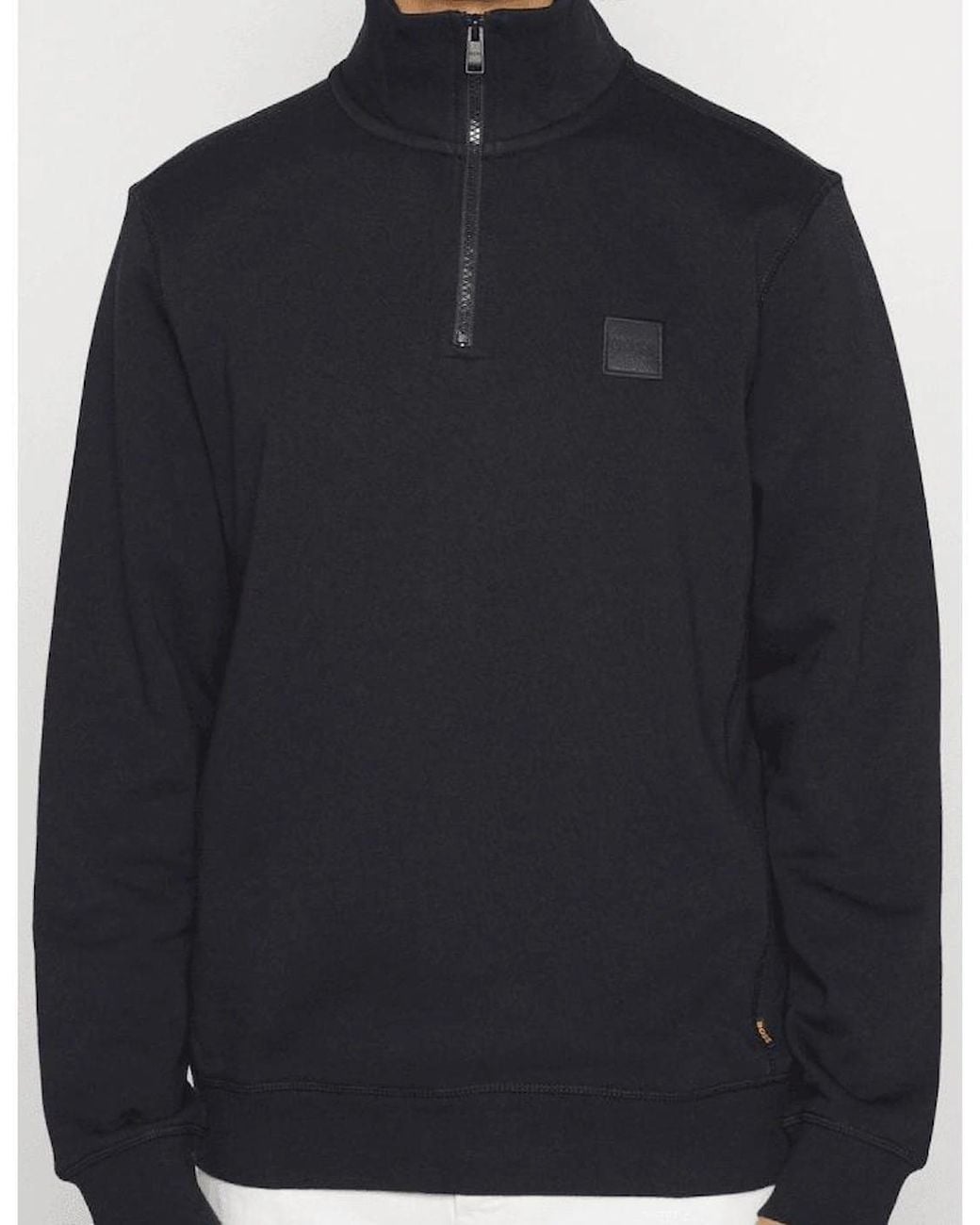 Boss Blue Zetrust Patch Logo Quarter Zip Sweatshirt for men