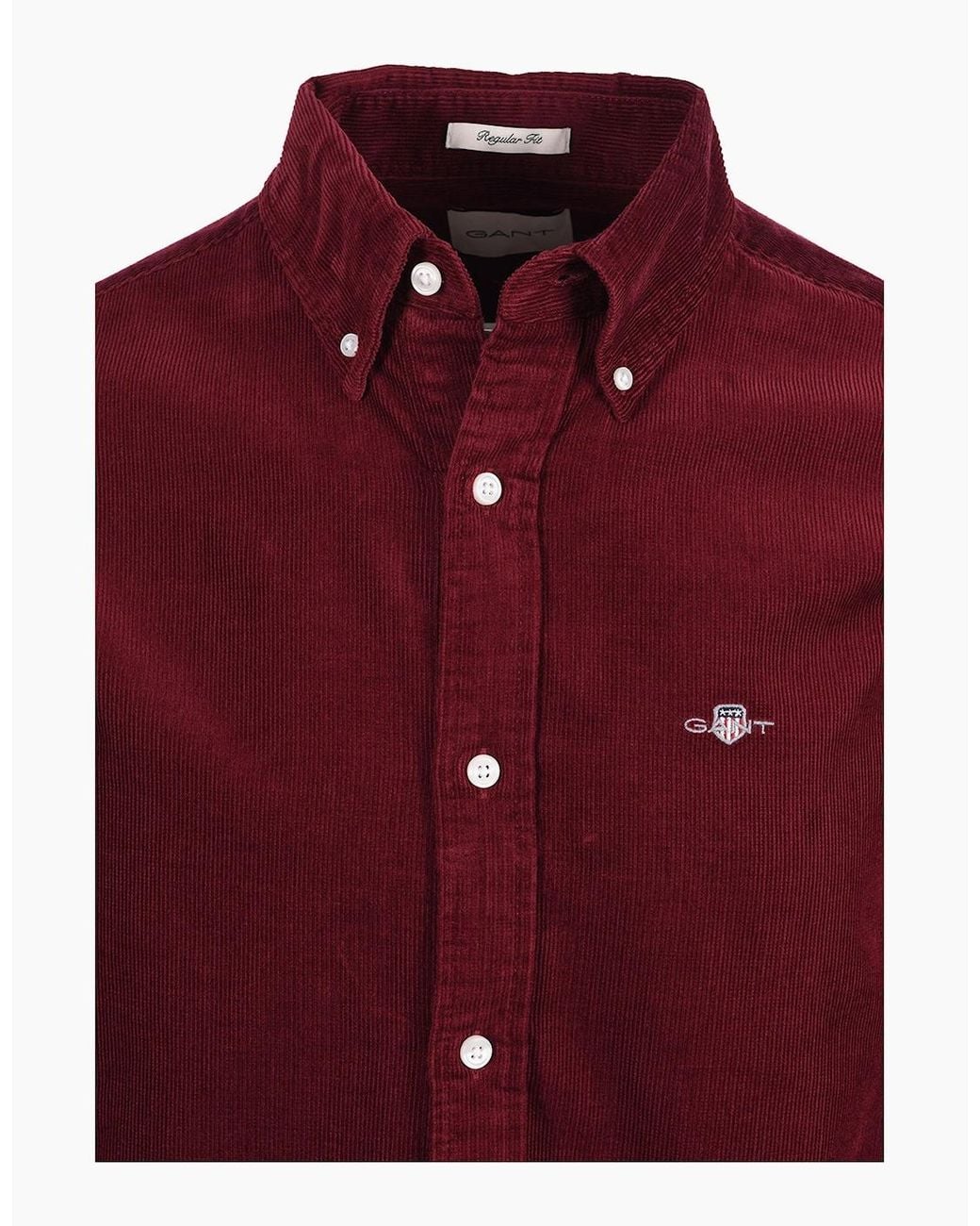 Gant Red Reg Corduroy Shirt Deep Grape Wine for men