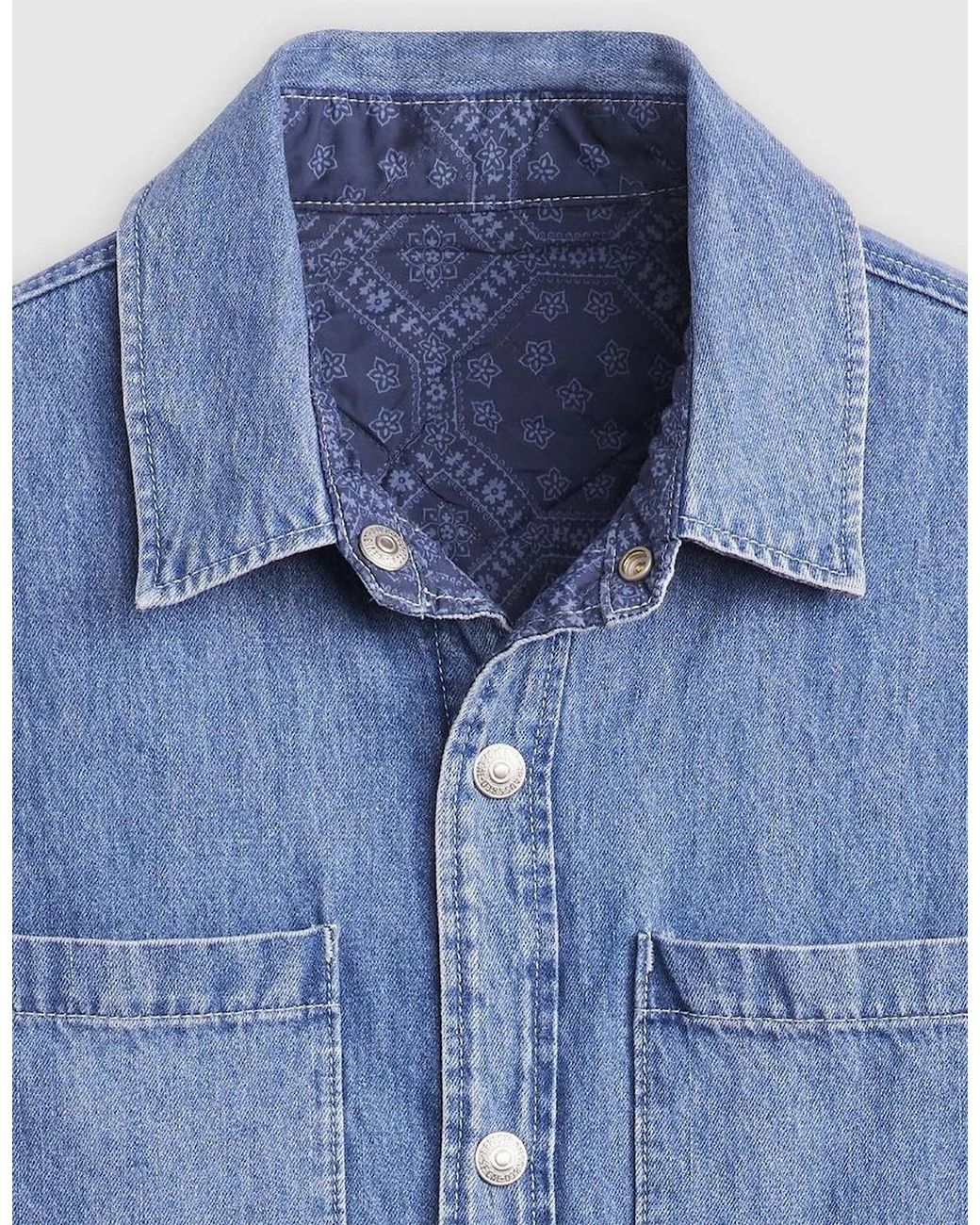 Levi's Blue Levi's Bryant Snap Button Solid Patterned Overshirt for men