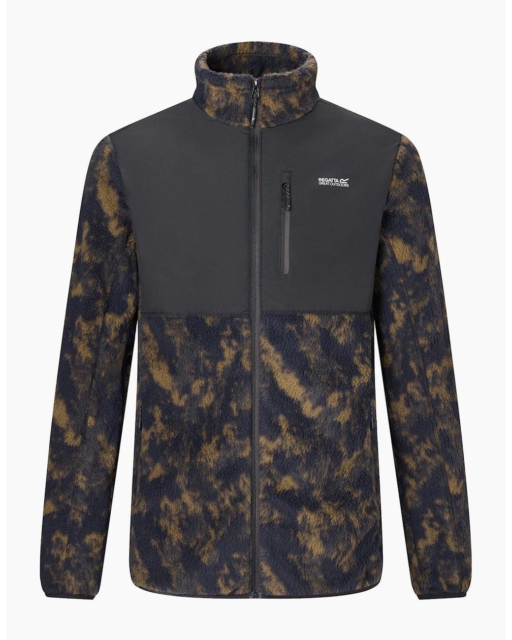 Regatta Blue Printed Textured Fleece Jacket for men