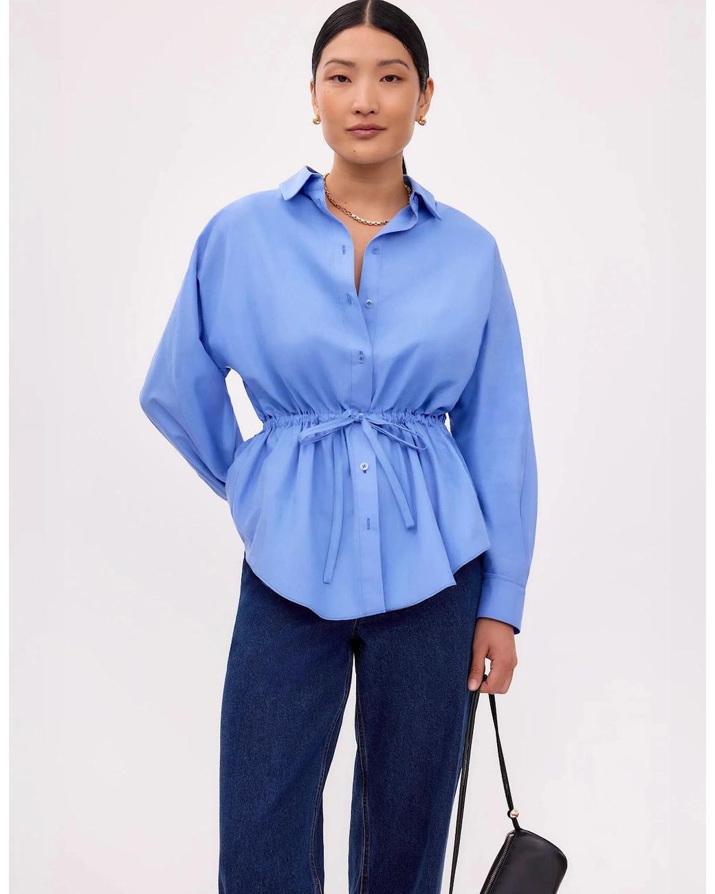 Ro&zo Blue Gathered Waist Shirt
