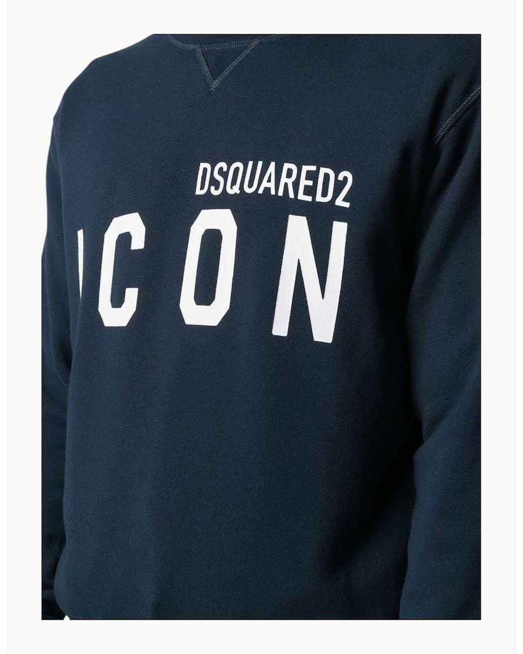 DSquared² Blue Sweatshirt Icon Pullover Crew Neck Jumper Cotton Plain Cool Fit for men