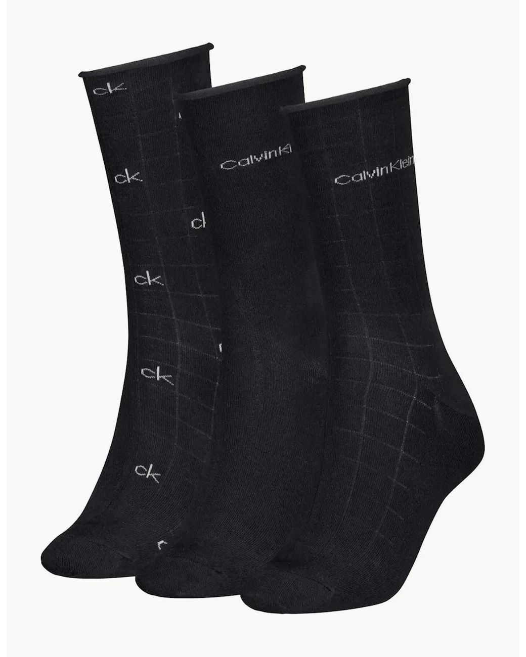 Calvin Klein Black 3-Pack Allover Logo Socks Gift Tin