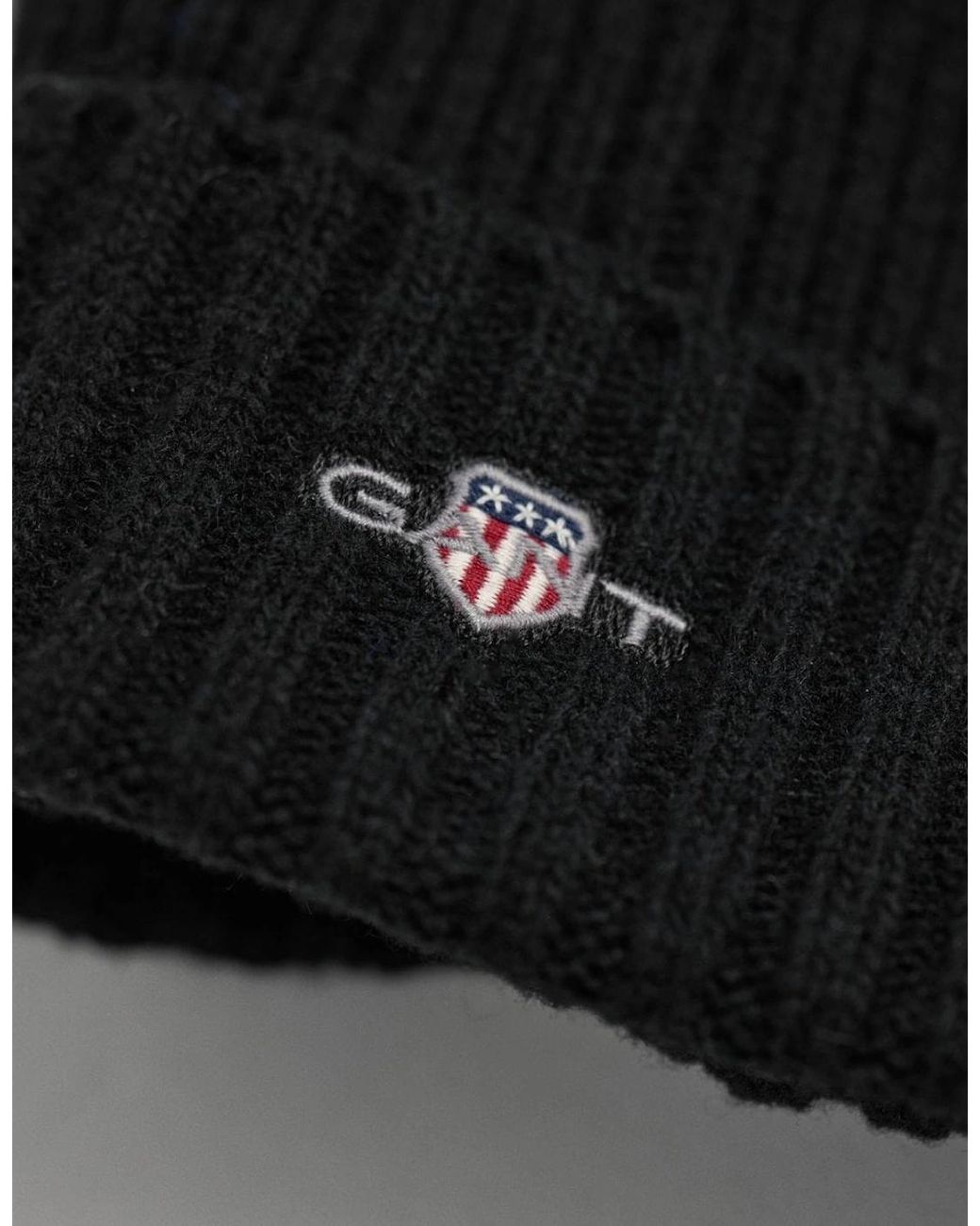 Gant Black Shield Wool Beanie