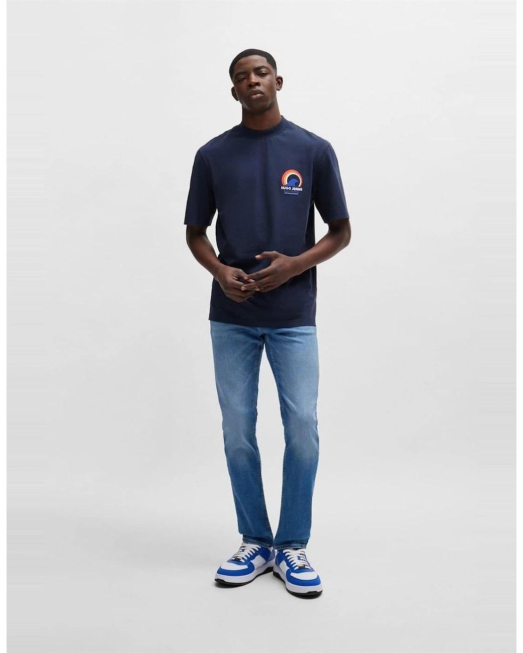 Boss Blue Five Pocket Design Slim Fit Jeans for men