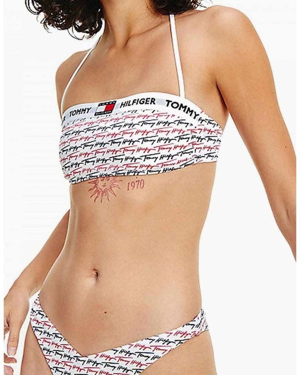Tommy Hilfiger Black Signature Bandeau Swim Bikini Top, Tommy Dna