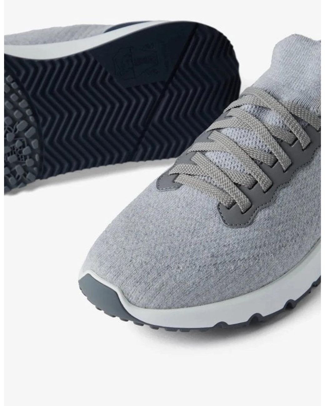 Brunello Cucinelli White Knitted Sneakers for men