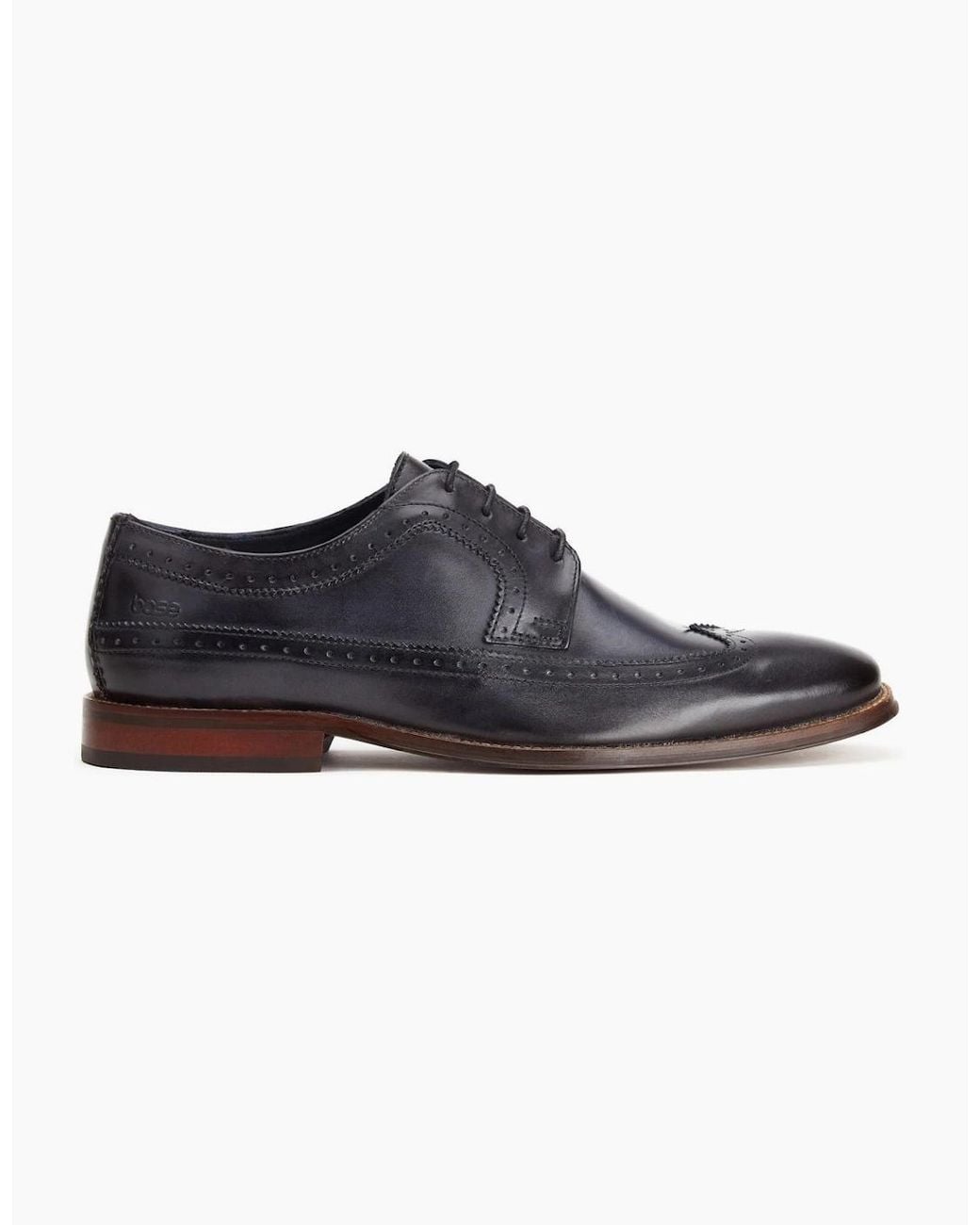 Base London Blue Havisham Plain Toe Derby Shoes for men