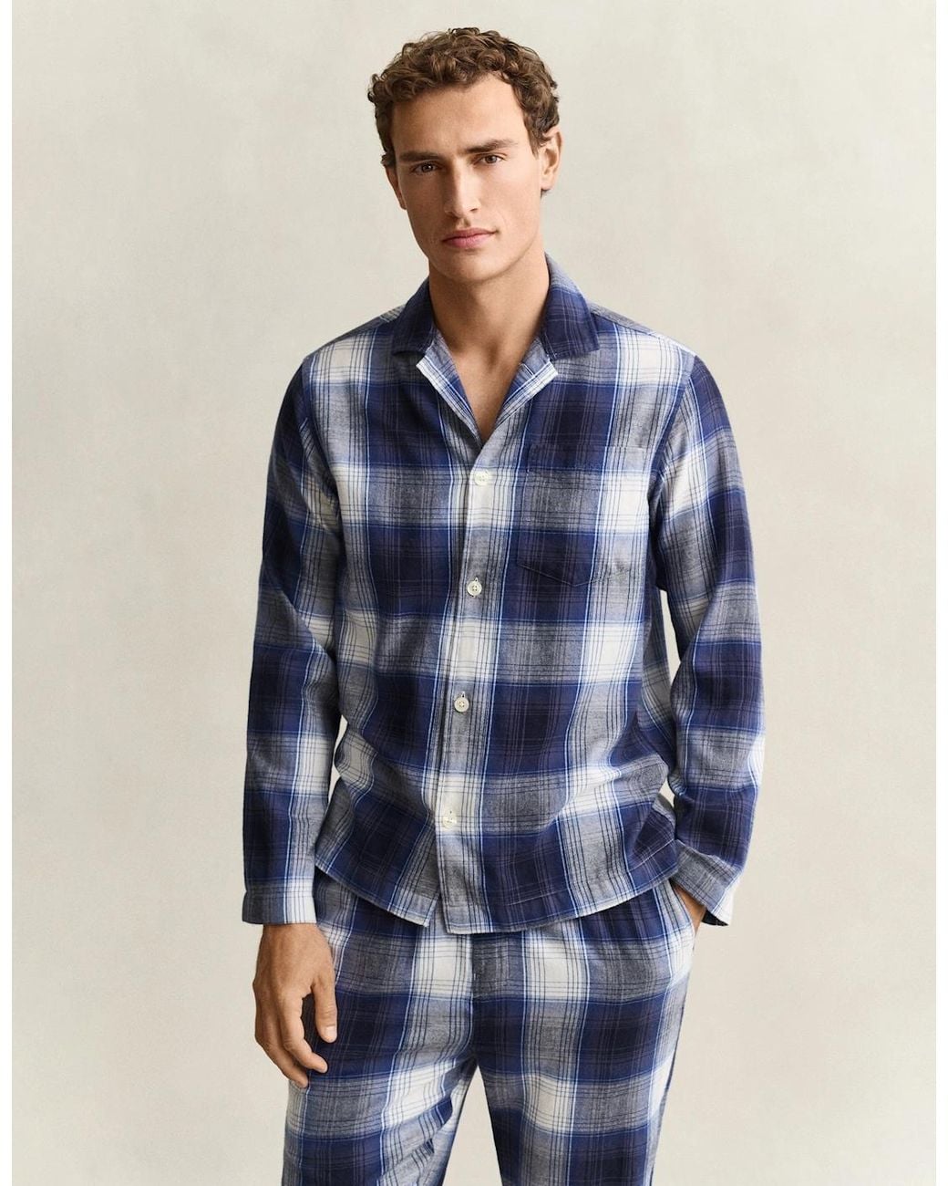 Gant Blue Flannel Checked Pyjama Set Gift Box for men