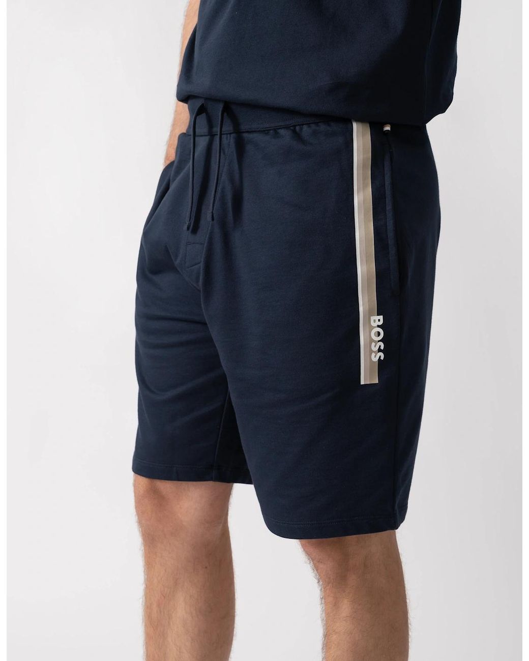 Boss Blue Boss Authentic Loungewear Shorts With Stripe And Logo for men