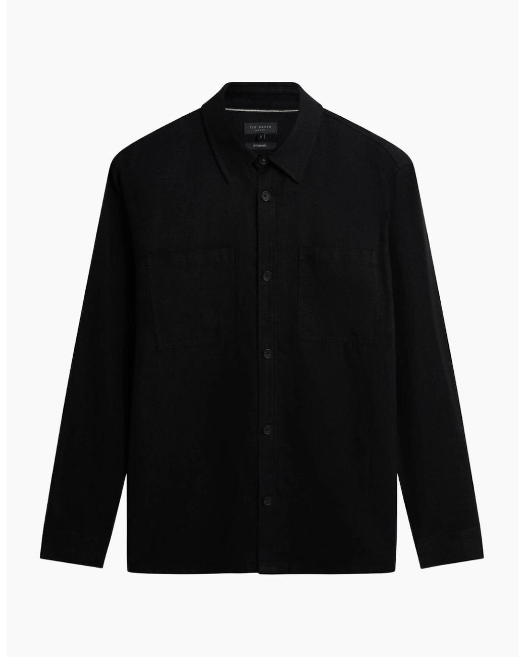 Ted Baker Black Shaww Delave Linen Overshirt for men