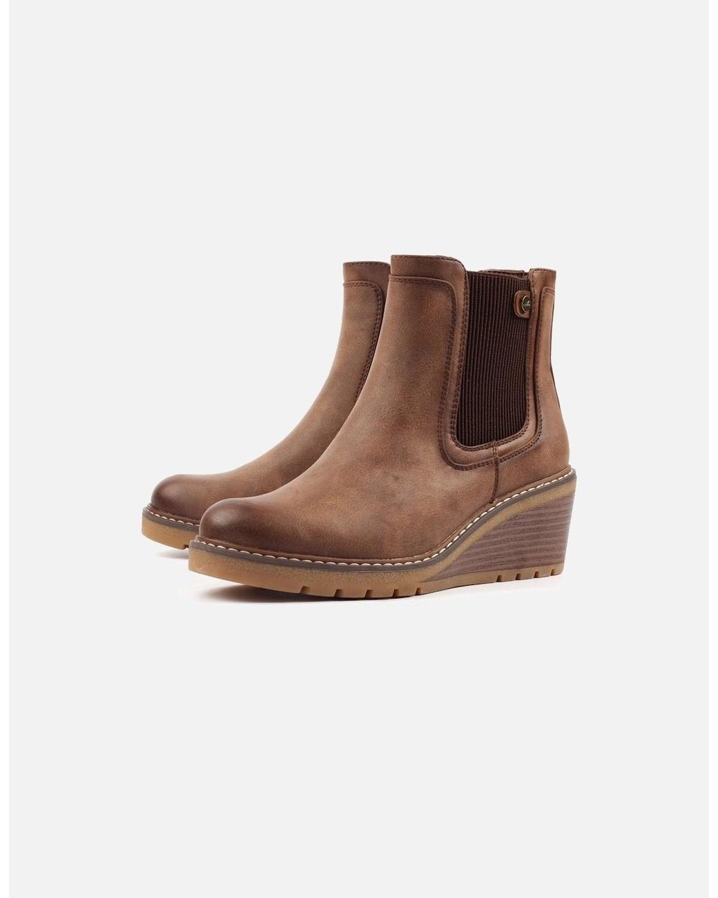 Lunar Brown Connie Wedge Ankle Boots
