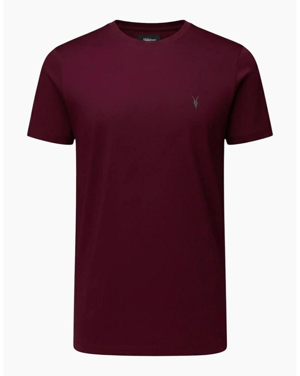 AllSaints Red T Shirts Lycra Stretch Cotton Crew Neck Short Sleeve Summer Tee for men