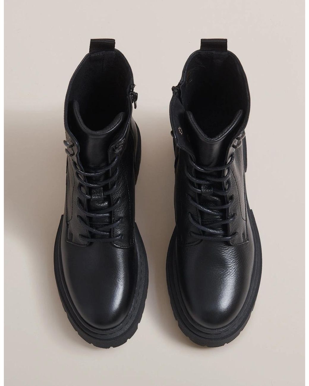 Hudson Black Ripley Leather Combat Boot