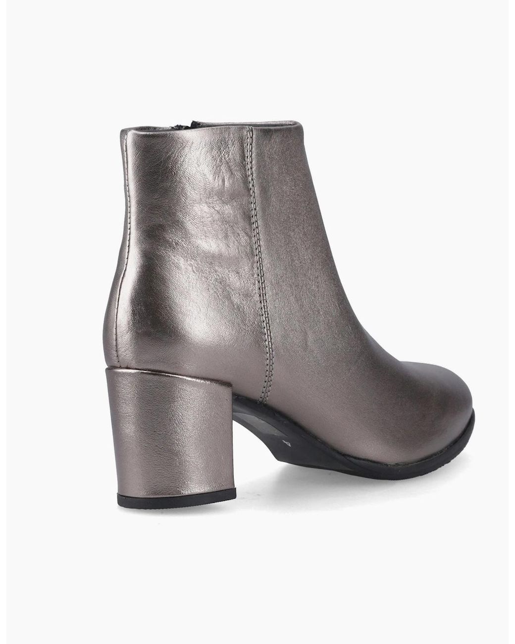 Hush Puppies Gray Claridy Leather Pewter Heeled Ankle Boots