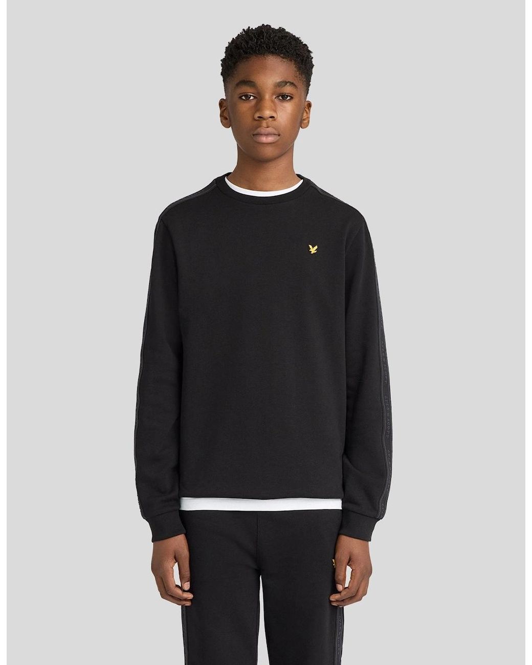 Lyle & Scott Black Jacquard Tape Crew Neck Sweatshirt for men