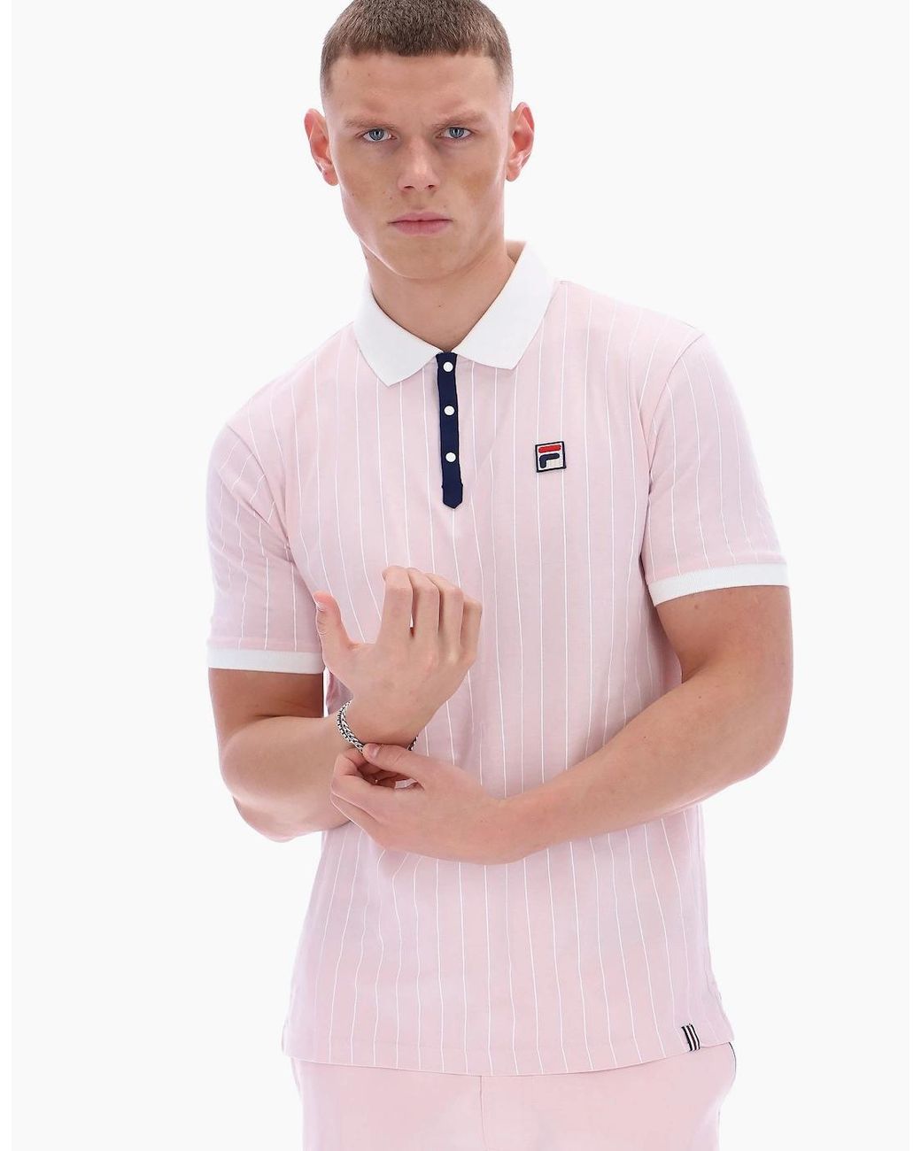 Fila Pink Bb1 Classic Stripe Polo Shirt for men