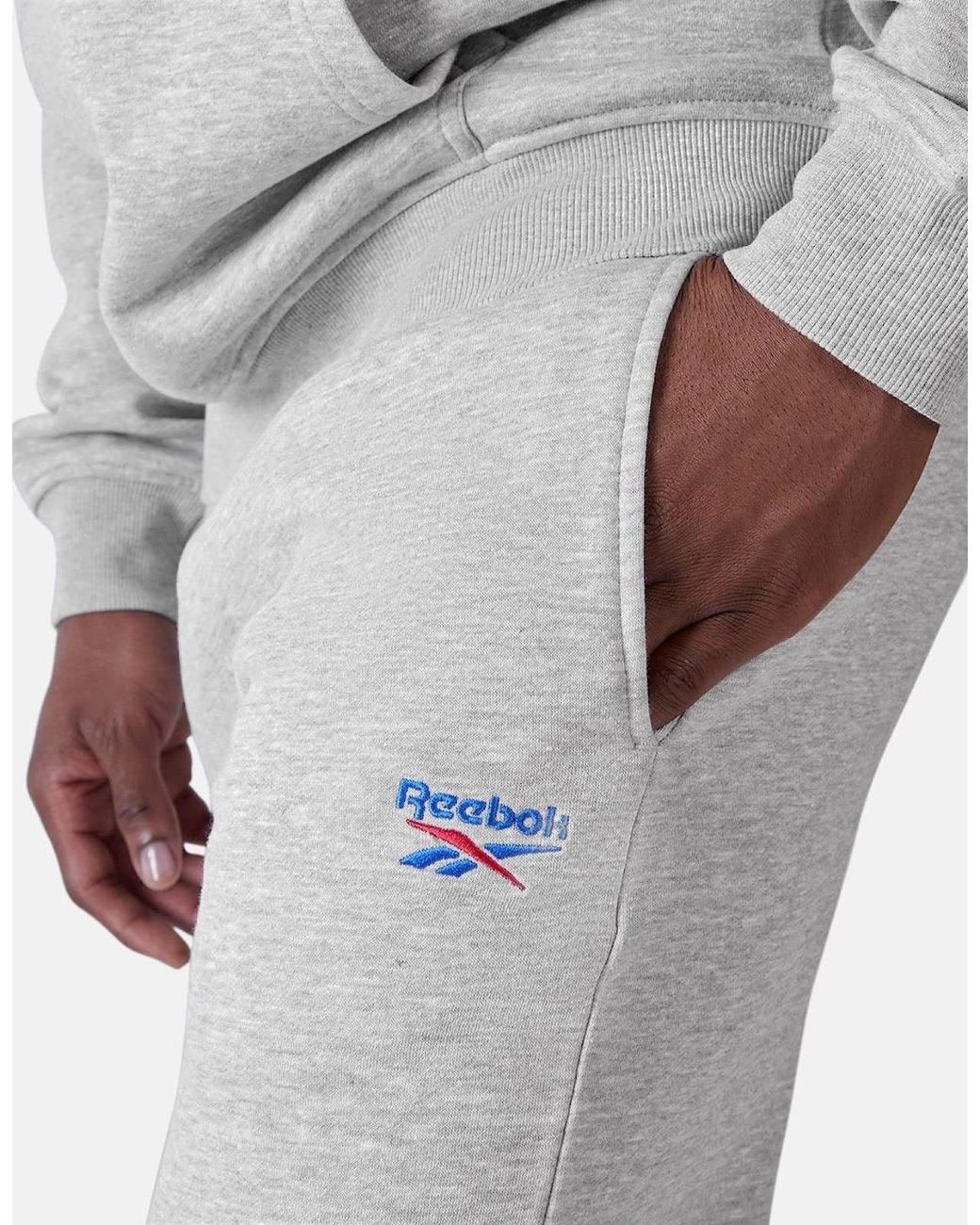 Reebok White Id 2-Colour Logo Cuffed Joggers Cotton Joggers for men