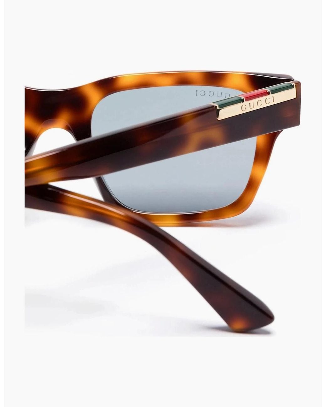 Gucci Blue Webbing Acetate Sunglasses Tortoise