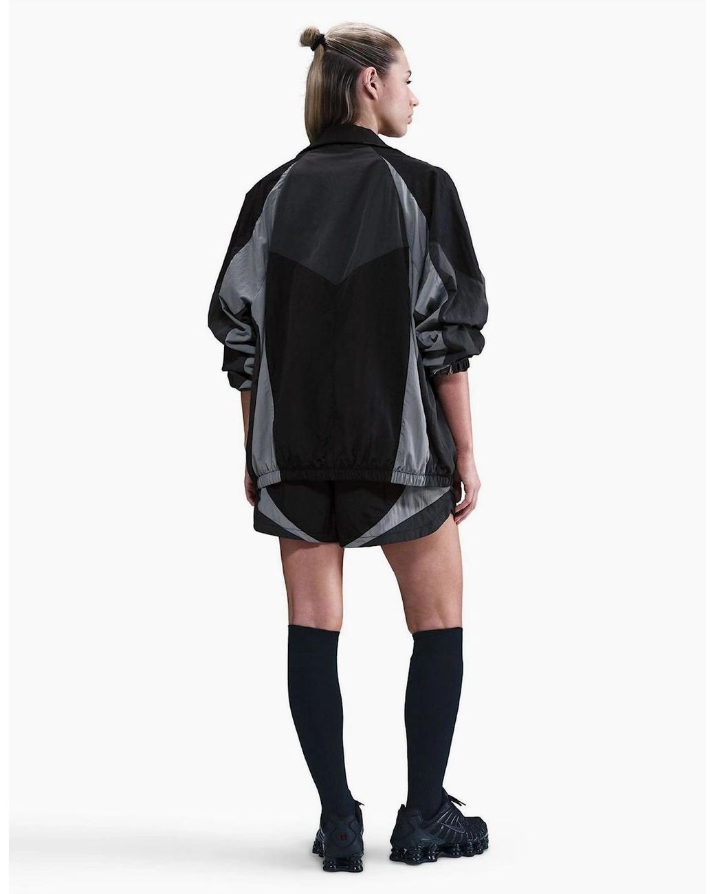 Nike Black Bold Logo High Neck Raglan Sleeve Oversized Athletic Top