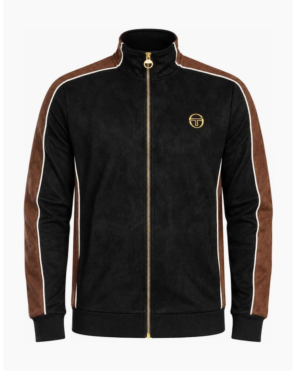 Sergio Tacchini Black Contrasto Suede Track Top Jacket/Potting Soil/Gardenia for men