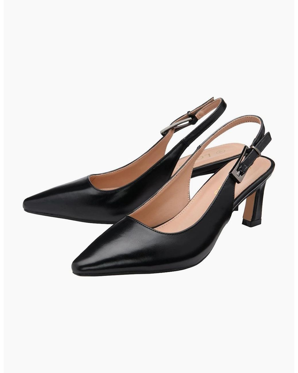 Lotus Black Sharon Slingback Court Shoes