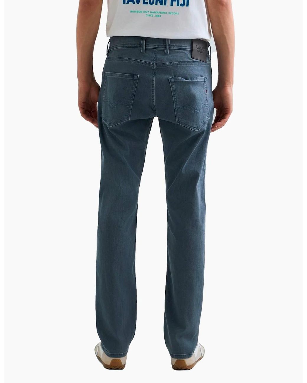Replay Blue Grover Hyperflex Denim Straight Fit Jean for men