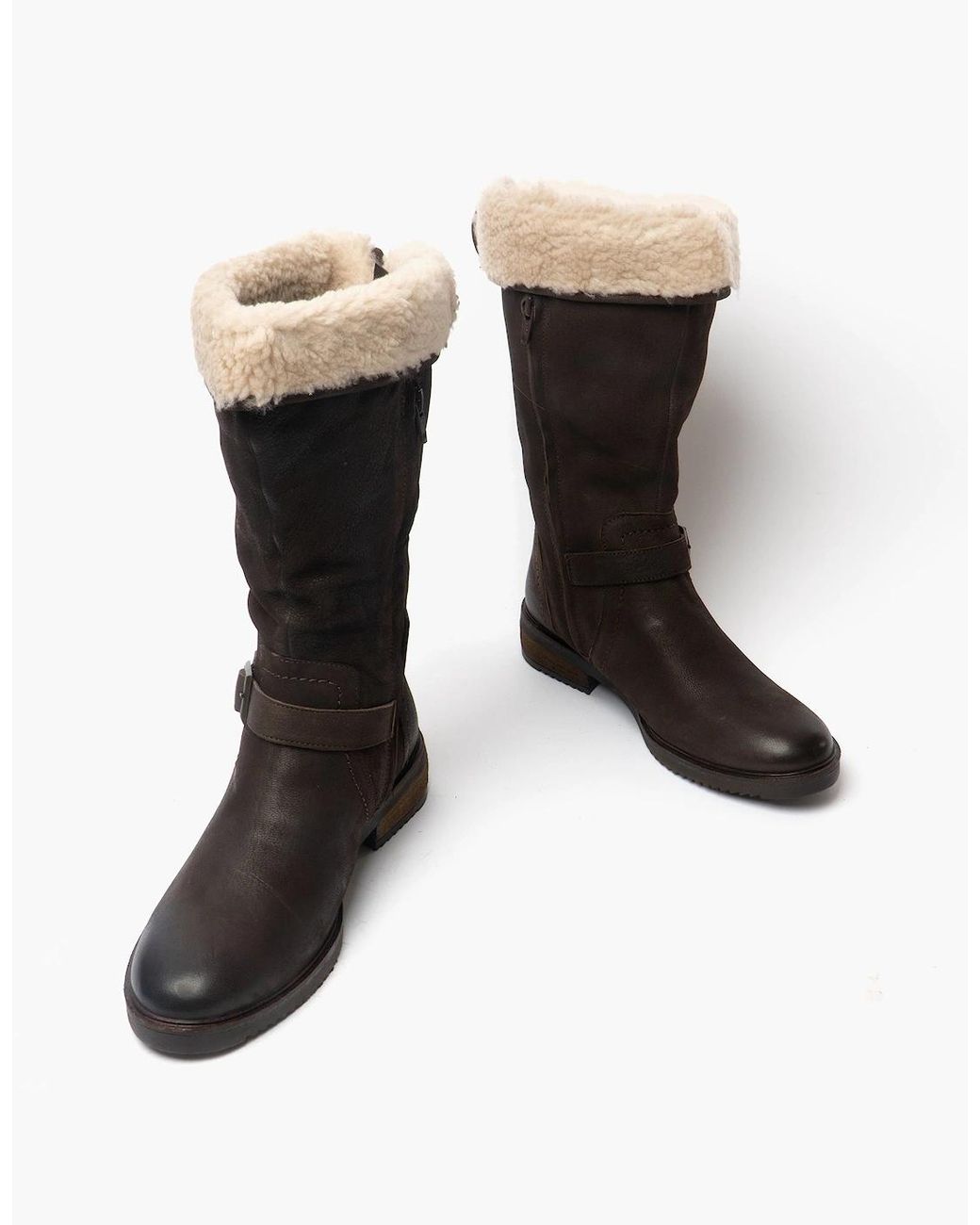 Hush Puppies Black Bonnie Leather Mid Height Boots