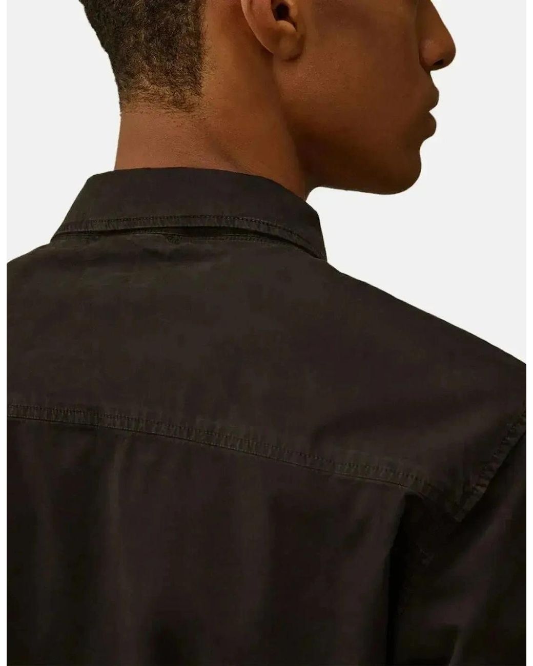 C P Company Black Organic Gabardine Zipped Overshirt for men