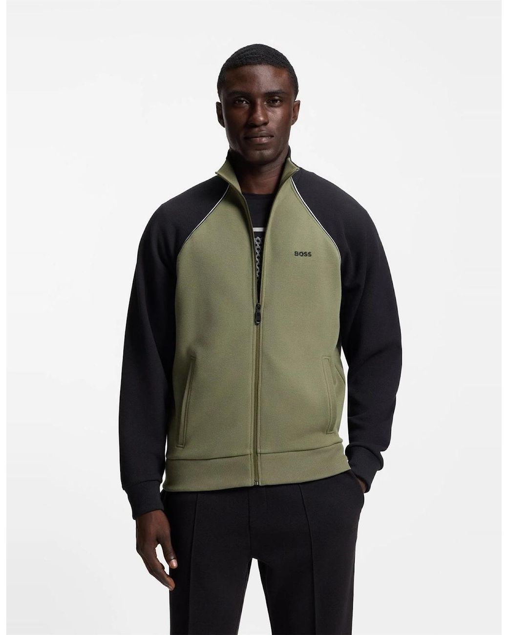 Boss Green Mock Neck Raglan Sleeve Athletic Sweatshirt for men
