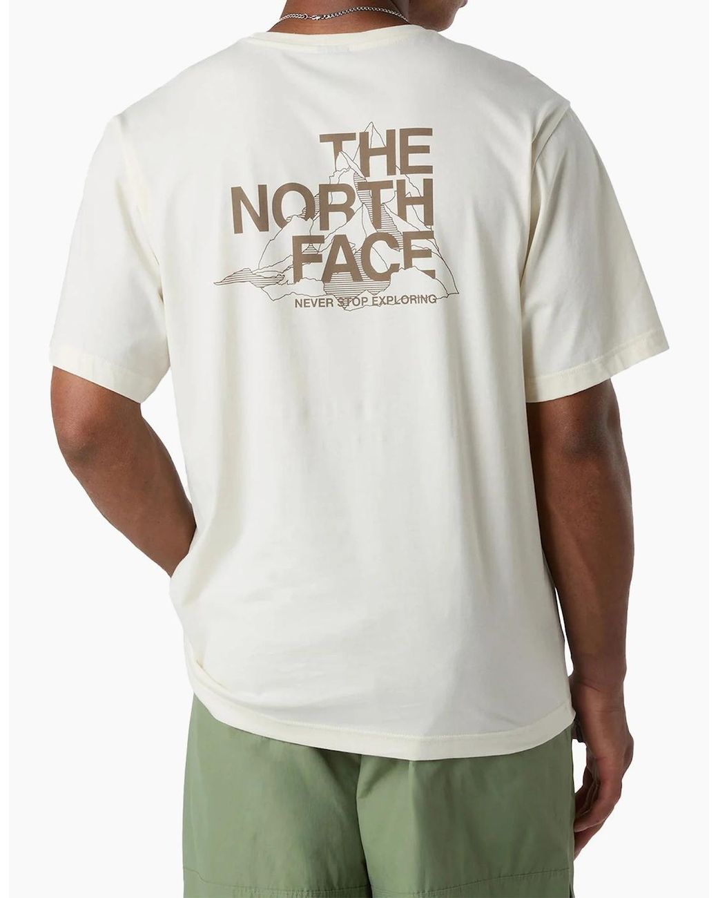 The North Face White T Shirts Mountain Sketch Print Short Sleeve Crew Neck Tee for men