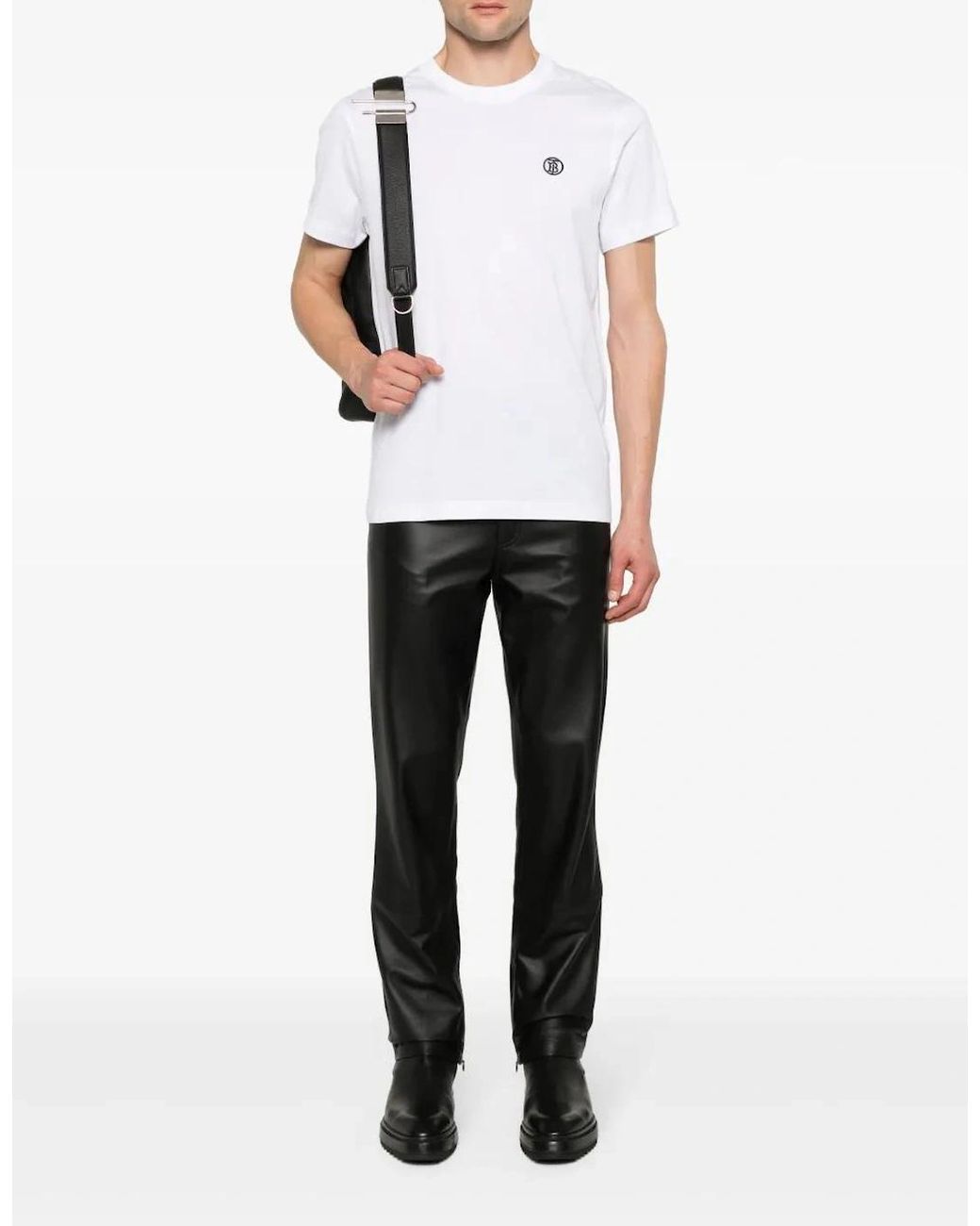 Burberry White 'Parker' Tb-Embroidered Logo T-Shirt for men