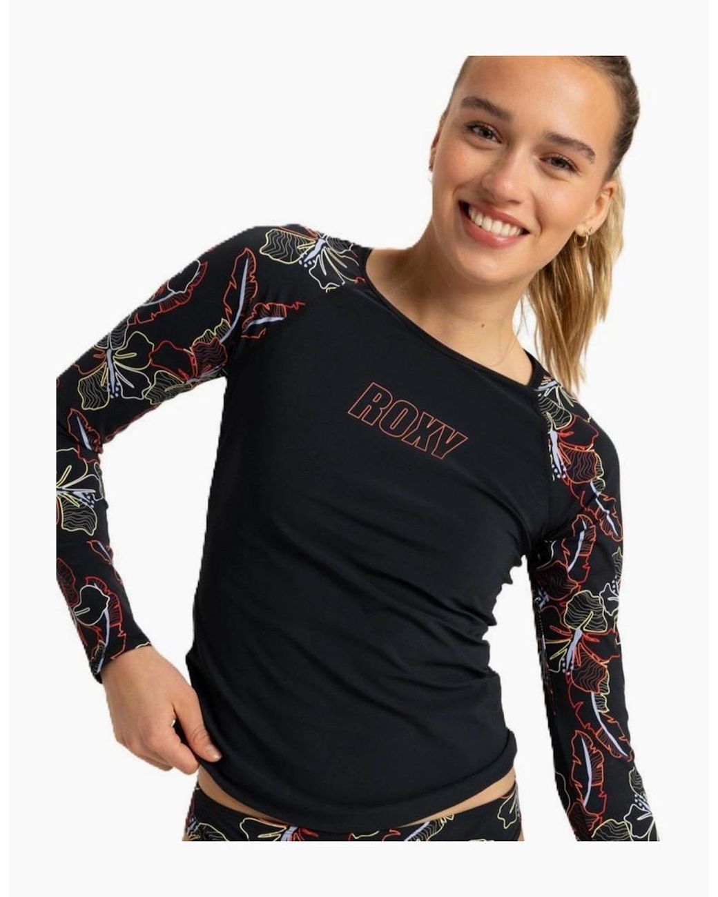 Roxy Black Active Long Sleeve Rash Vest