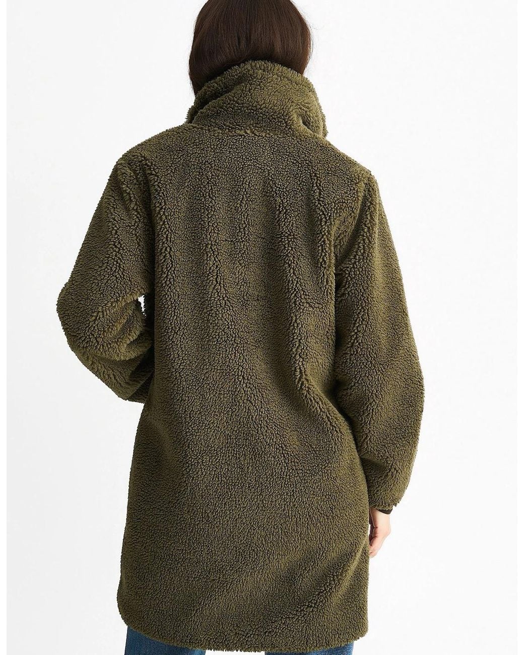 Gini London Natural Khaki Faux Fur Longline Teddy Overcoat