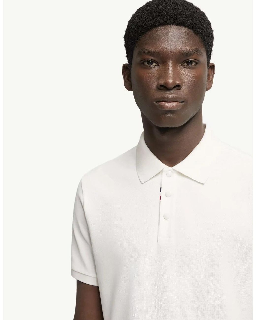 Moncler White Cotton Polo Shirt for men