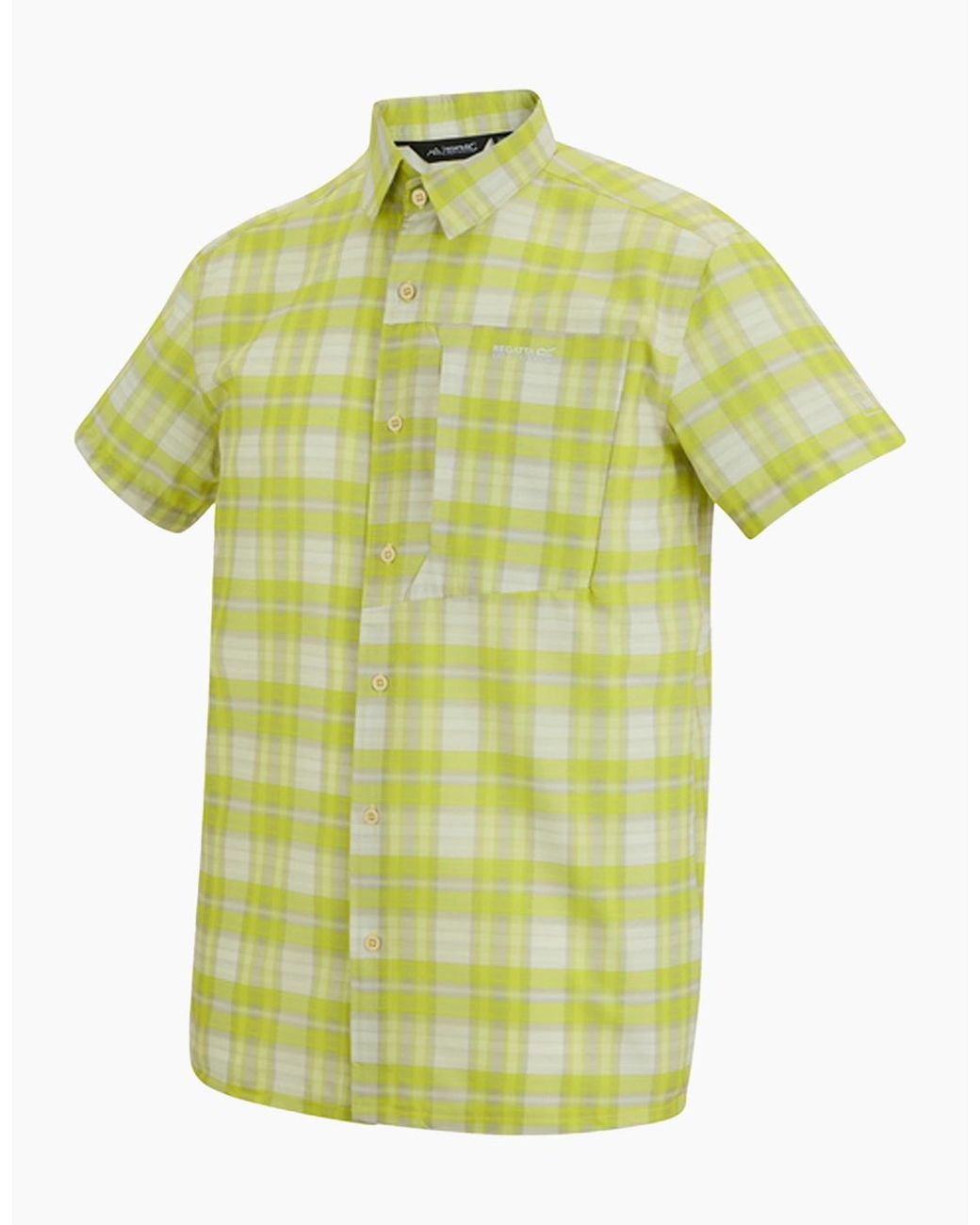 Regatta Green Checked Insect Repellent Short-Sleeved Travel Shirt for men
