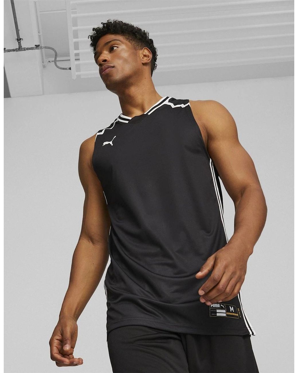 PUMA Black Hoops Team Game Performance Basketball Jersey for men